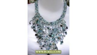 Blue Beading Casandra Chockers Necklaces